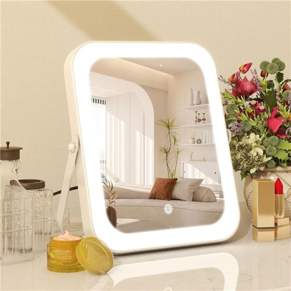 8x10 Inch Lighted Vanity Mirror, 3-Color Dimmable LED Lighting & Touch Control